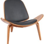 Πολυθρόνα Vilma pakoworld PU μαύρο- plywood καρυδί 90x76.5x74.5εκ