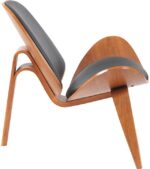 Πολυθρόνα Vilma pakoworld PU μαύρο- plywood καρυδί 90x76.5x74.5εκ - Image 3