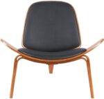 Πολυθρόνα Vilma pakoworld PU μαύρο- plywood καρυδί 90x76.5x74.5εκ - Image 4
