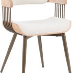 Πολυθρόνα Cameo pakoworld μέταλλο μπρονζέ-white-wash ξύλο-μπέζ ύφασμα 53x49.5x75.5εκ