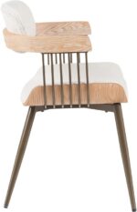 Πολυθρόνα Cameo pakoworld μέταλλο μπρονζέ-white-wash ξύλο-μπέζ ύφασμα 53x49.5x75.5εκ - Image 3