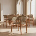 Πολυθρόνα Kajone pakoworld σκελετός teak ξύλο σε φυσική απόχρωση και κρεμ pe σχοινί 62x51x75εκ - Image 2