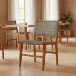 Καρέκλα Darien pakoworld σκελετός teak ξύλο σε φυσική απόχρωση και κρεμ-μαύρο pe σχοινί 52x62x86εκ - Image 2