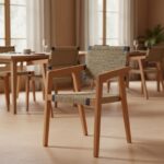 Πολυθρόνα Salama pakoworld σκελετός teak ξύλο σε φυσική απόχρωση και κρεμ-μαύρο pe σχοινί 57x60x85εκ - Image 2