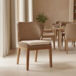 Καρέκλα Swinton pakoworld σκελετός αλουμινίου με teak πόδι σε φυσική απόχρωση και pe rattan 53x63x86 - Image 2