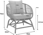 Πολυθρόνα Caxen pakoworld φυσικό rattan-λευκό μαξιλάρι 72x63x75εκ - Image 2