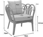 Πολυθρόνα Tania pakoworld φυσικό rattan-λευκό μαξιλάρι 76x76x76εκ - Image 2