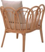 Πολυθρόνα Tania pakoworld φυσικό rattan-λευκό μαξιλάρι 76x76x76εκ - Image 3