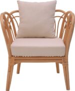 Πολυθρόνα Tania pakoworld φυσικό rattan-λευκό μαξιλάρι 76x76x76εκ - Image 5