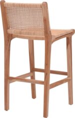 Σκαμπό μπαρ μεσαίου ύψους Sponze pakoworld teak ξύλο-φυσικό rattan σε φυσική απόχρωση 40x47x89εκ - Image 2