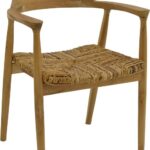 Πολυθρόνα Denverone pakoworld φυσικό teak ξύλο και ψάθα 57x54x79εκ