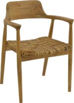Πολυθρόνα Denverone pakoworld φυσικό teak ξύλο και ψάθα 57x54x79εκ