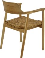 Πολυθρόνα Denverone pakoworld φυσικό teak ξύλο και ψάθα 57x54x79εκ - Image 3