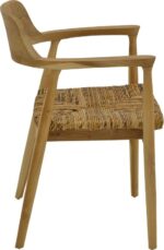 Πολυθρόνα Denverone pakoworld φυσικό teak ξύλο και ψάθα 57x54x79εκ - Image 4