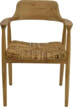 Πολυθρόνα Denverone pakoworld φυσικό teak ξύλο και ψάθα 57x54x79εκ - Image 5