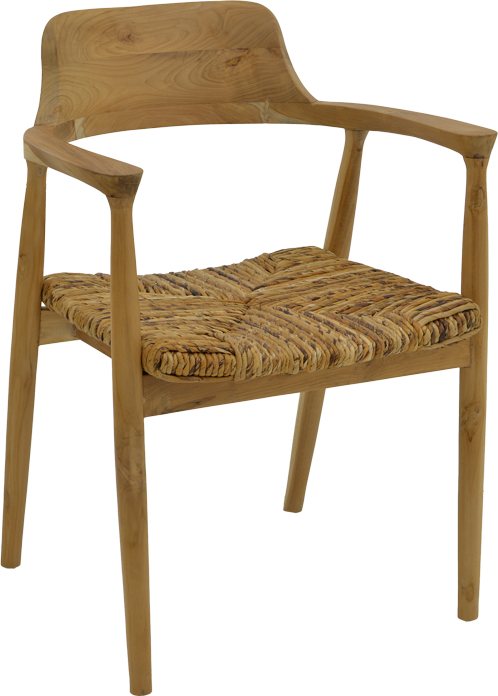 336-000006 Πολυθρόνα Denverone pakoworld φυσικό teak ξύλο και ψάθα 57x54x79εκ - Image 1