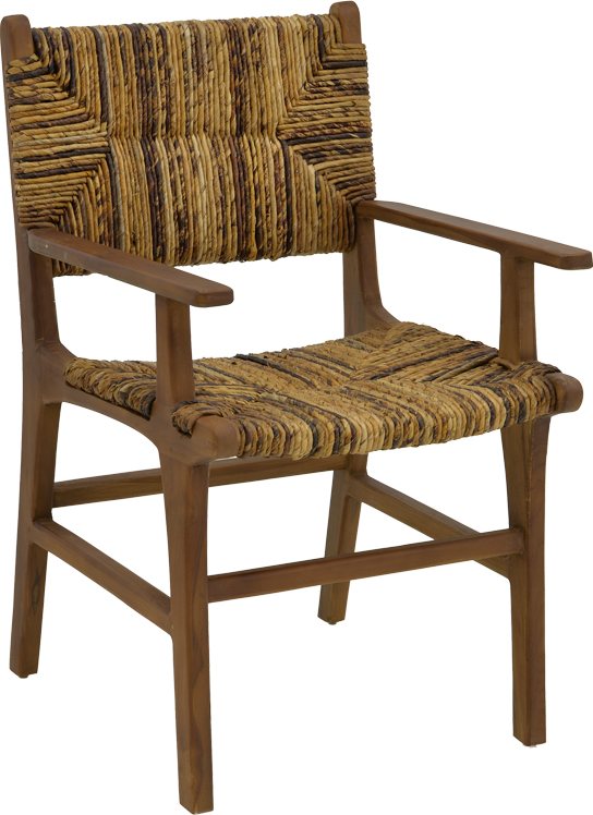 336-000008 Πολυθρόνα Refane pakoworld φυσικό teak ξύλο-ψάθα 55x60x85εκ - Image 1