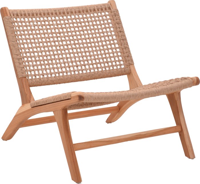 336-000012 Πολυθρόνα Beatrice pakoworld σκελετός teak ξύλο με pe σχοινί σε φυσική απόχρωση 65x78x68εκ - Image 1