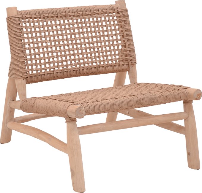 336-000022 Πολυθρόνα Wanderlene pakoworld σκελετός teak ξύλο με σχοινί σε φυσική απόχρωση 67x79x68εκ - Image 1