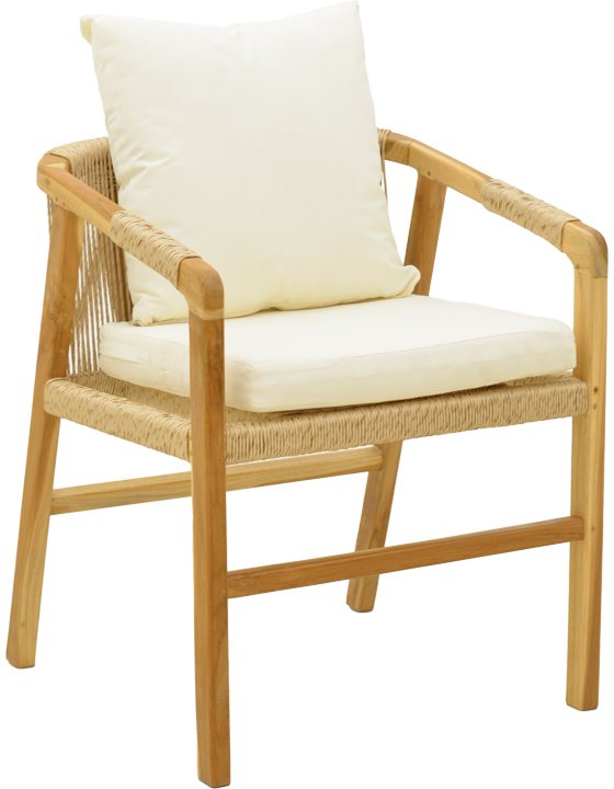 336-000027 Πολυθρόνα Cuerda pakoworld σκελετός teak ξύλο με pe σχοινί σε φυσική απόχρωση 55x60x80εκ - Image 1
