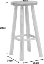 Σκαμπό μπαρ Nusiwo pakoworld teak ξύλο σε φυσική απόχρωση Φ35x70εκ - Image 2
