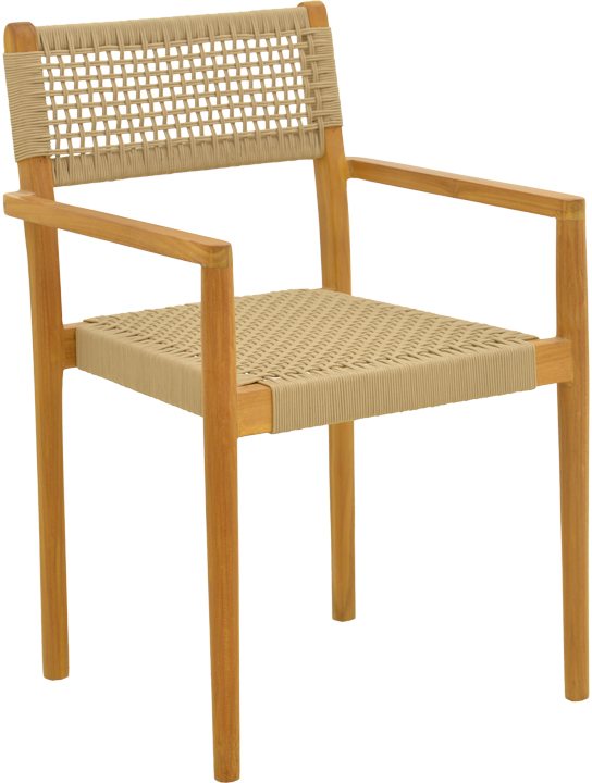 336-000035 Πολυθρόνα Lengan pakoworld σκελετός teak ξύλο σε φυσική απόχρωση-μπεζ σχοινί 54x52x80εκ - Image 1