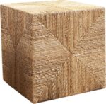 Σκαμπό Lerkmon Inart ψαθα σε φυσική απόχρωση 40x40x40εκ