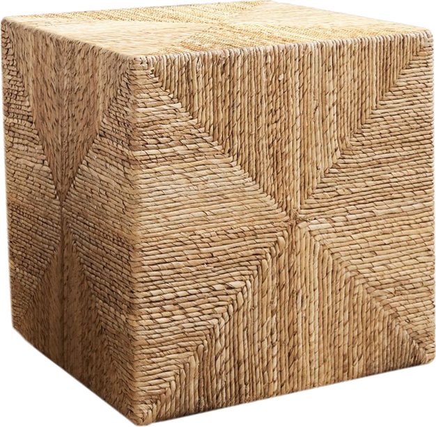 337-000005 Σκαμπό Lerkmon Inart ψαθα σε φυσική απόχρωση 40x40x40εκ - Image 1