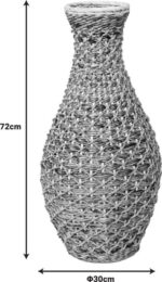 Βάζο Gucre I Inart ξύλο-rattan pe σε φυσική απόχρωση Φ30x70εκ - Image 2