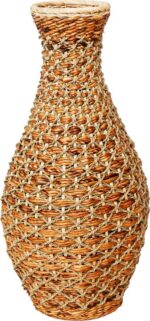 Βάζο Gucre I Inart ξύλο-rattan pe σε φυσική απόχρωση Φ30x70εκ