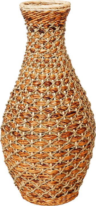 337-000033 Βάζο Gucre I Inart ξύλο-rattan pe σε φυσική απόχρωση Φ30x70εκ - Image 1