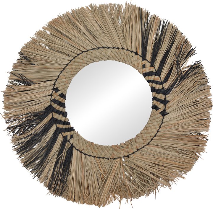 337-000041 Καθρέπτης Cielro Inart mendong σε φυσική απόχρωση Φ42x6εκ - Image 1