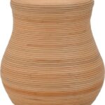 Σκαμπό Bulaten Inart rattan σε φυσική απόχρωση Φ45x45εκ
