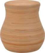Σκαμπό Bulaten Inart rattan σε φυσική απόχρωση Φ45x45εκ