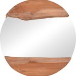 Καθρέπτης Alkmen pakoworld teak ξύλο σε φυσική απόχρωση Φ60x4εκ