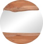 Καθρέπτης Alkmen pakoworld teak ξύλο σε φυσική απόχρωση Φ60x4εκ