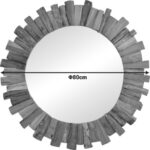 Καθρέπτης Rounder pakoworld teak ξύλο σε φυσική απόχρωση Φ80x4εκ - Image 2