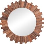Καθρέπτης Rounder pakoworld teak ξύλο σε φυσική απόχρωση Φ80x4εκ