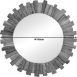 Καθρέπτης Rounder pakoworld teak ξύλο σε φυσική απόχρωση Φ100x5εκ - Image 2