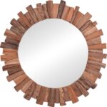 Καθρέπτης Rounder pakoworld teak ξύλο σε φυσική απόχρωση Φ100x5εκ