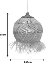 Φωτιστικό οροφής Koronse Inart sisal σε φυσικό χρώμα Φ55x68εκ - Image 3