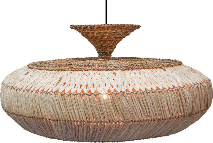339-000022 Φωτιστικό οροφής Lafrene Inart sisal σε φυσικό χρώμα Φ90x43εκ - Image 1