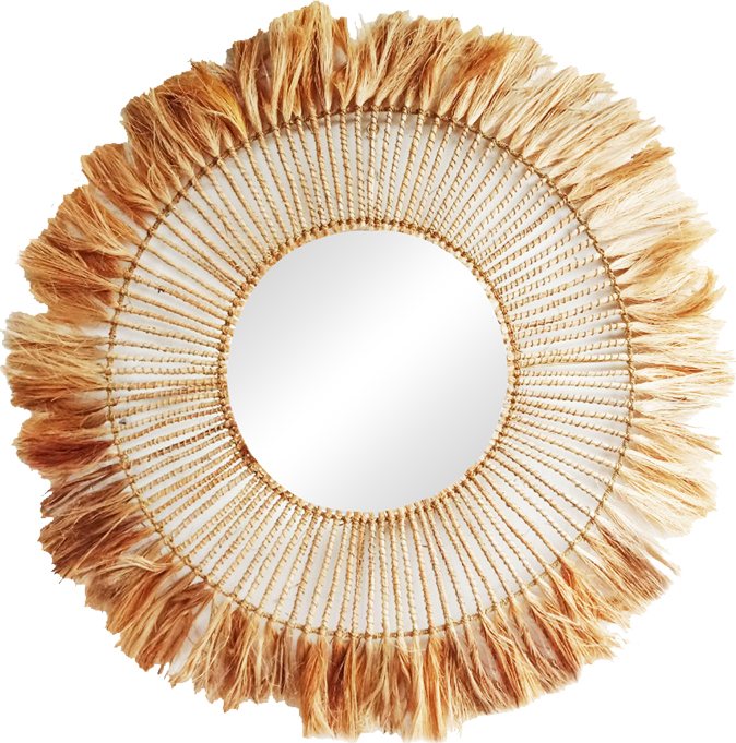 339-000026 Καθρέπτης Namiere Inart abaca σε φυσικό χρώμα Φ100x4εκ - Image 1