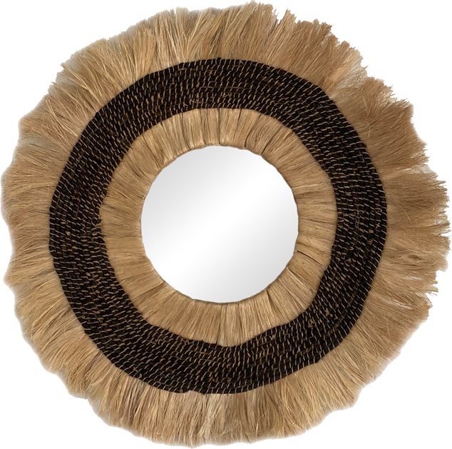 339-000030 Καθρέπτης Verone Inart abaca σε φυσικό χρώμα Φ80x5εκ - Image 1