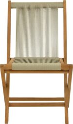 Καρέκλα Banou pakoworld πτυσσόμενη teak ξύλο και pe σχοινί σε φυσική απόχρωση 52.5x56x89εκ - Image 6