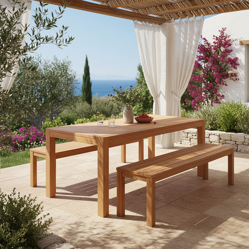 340-000007 Τραπέζι Vocaly pakoworld teak ξύλο σε φυσική απόχρωση 200x100x75εκ - Image 1