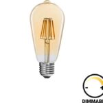 Λαμπτήρας LED ST64 Bulb pakoworld dimmable 8W E27 2700K amber