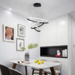 Φωτιστικό οροφής Rings pakoworld led μέταλλο μαύρο Φ60x100εκ - Image 2