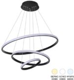 Φωτιστικό οροφής Rings pakoworld led μέταλλο μαύρο Φ60x100εκ