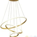 Φωτιστικό οροφής Rings pakoworld led μέταλλο χρυσό Φ60x100εκ
